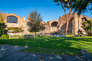 Fototapeta na wymiar Baths of Diocletian were the largest of the imperial public baths in ancient Rome.