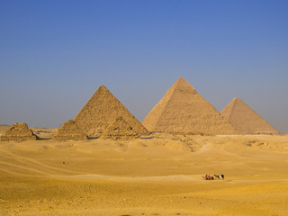 View of the Pyramids of Giza. In Cairo, Egypt