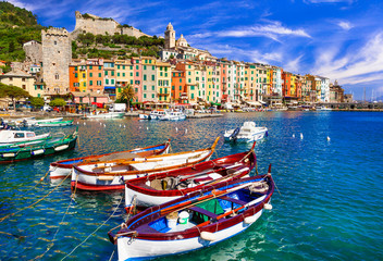 Famous "Cinque terre" in Italy - beautiful POrtovenere fishing village in Liguria