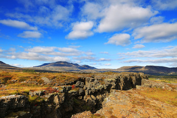 Fototapeta na wymiar Landscape of Pingvellir National Park, Iceland, Europe
