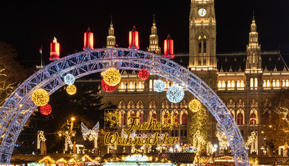 Christmas market at Rathaus in Wien, Austria