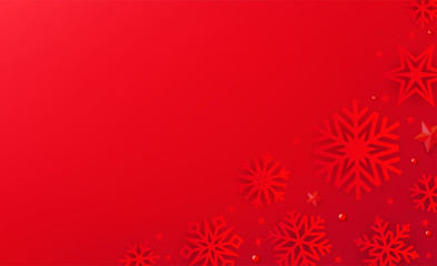 Winter holidays red greeting card with snowflakes