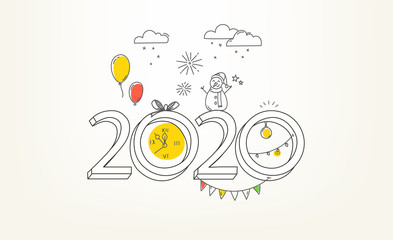 Happy new year 2020 vector greeting card