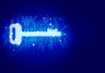 digital key for Safety concept, Dot Connection formed Key icon on Binary digital number background