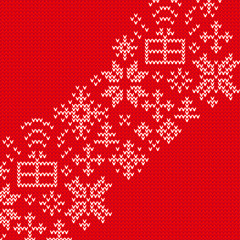 Fototapeta na wymiar Nordic style christmas red vector background. Template for holiday greetings