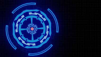 Abstract round animation target lock , hi-tech background with circles. Transparent fill up screen and monitor. Futuristic Sci-Fi HUD effect. Central sight of wheels in technology. - Powered by Adobe