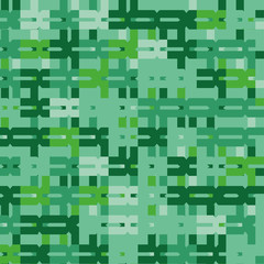 Seamless abstract figure vector pattern on colorful green background. Fabric or wrapping paper minimalistic design.