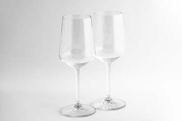 Two clean wine glasses