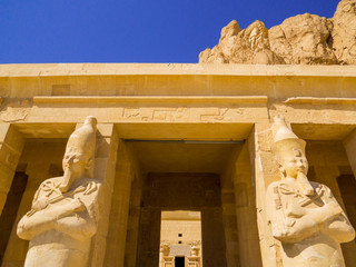 Osirian statues in the Mortuary Temple of Hatshepsut in Luxor, Egypt