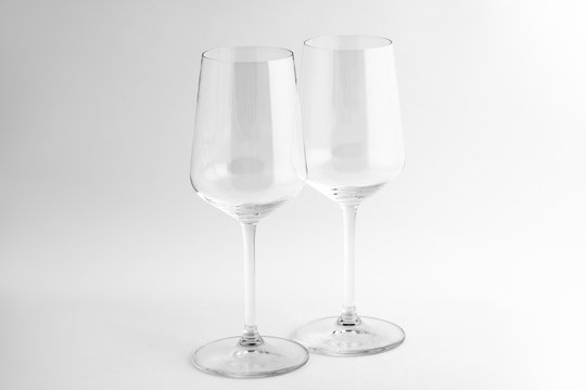 Two clean wine glasses