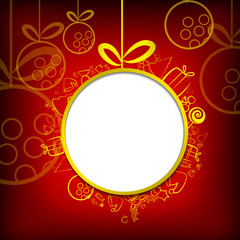 Vector : Christmas items with circle space on red background
