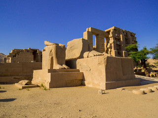 View of the Ramesseum Temple in Luxor, Egypt