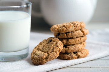 chip cookies and milk