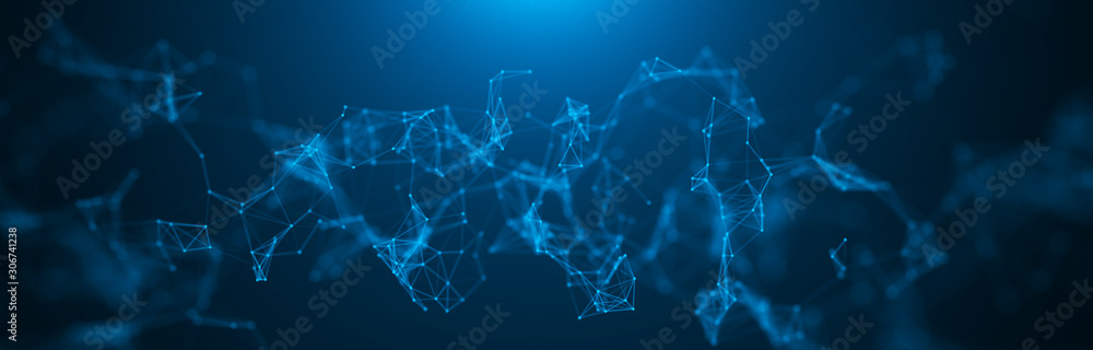 Poster big data visualization. science background. big data complex with compounds. lines plexus
