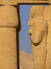 Ancient statue in the Ramesseum Temple in Luxor, Egypt
