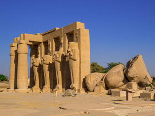 View of the Ramesseum Temple in Luxor, Egypt