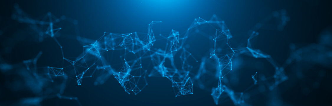 Big data visualization. Science background. Big data complex with compounds. Lines plexus