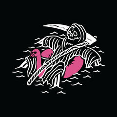Grim Reaper Stay Relax Beach Graphic Illustration Vector Art T-shirt Design