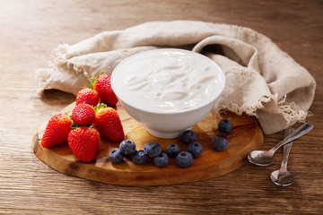 bowl of yogurt with fresh berries