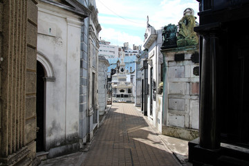 In an alley of the Recoleta cemetery in Buenos Aires, Argentina