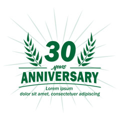 30 years logo design. Thirty years anniversary vector and illustration.
