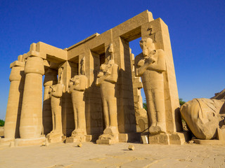 View of the Ramesseum Temple in Luxor, Egypt