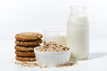 healthy oatmeal cookies and milk