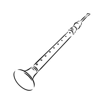 flute isolated on white background, ethnic Indian instrument 