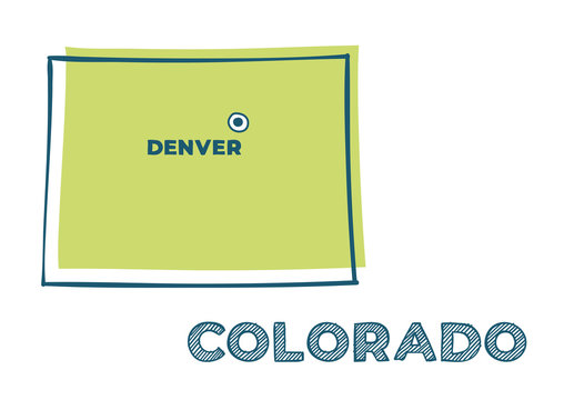 Doodle vector map of Colorado state of USA.
