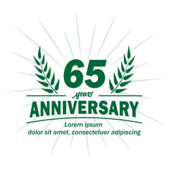 65 years logo design. Sixty-five years anniversary vector and illustration.