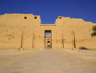 View of the Medinet Habu Temple in Luxor, Egypt