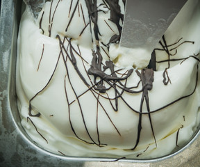 Vanilla gelato with Chocolate stripes