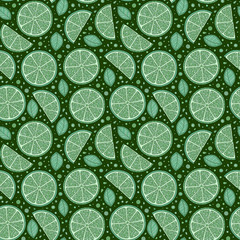 Lime seamless pattern. Colorful sketch limes.