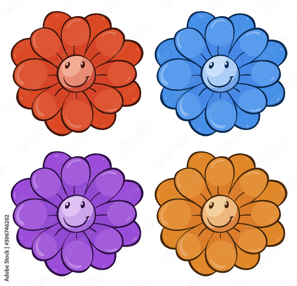 Poster isolated set of flowers