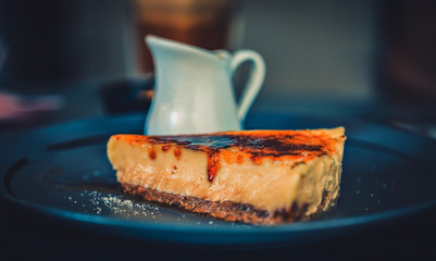 creme brulee cheesecake restaurant background
