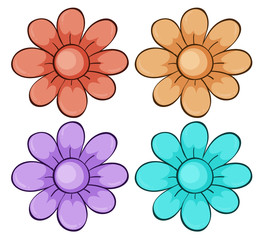 Isolated set of flowers