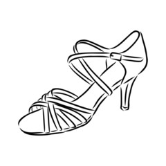lady shoe, high heel sandal, vector sketch