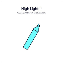  High lighter Vector Icon Fill Blue Color and Outline Style