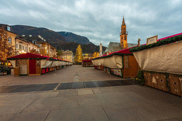 Fair and Christmas decorations in Bolzano, Italy, south tyrol