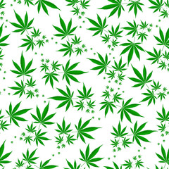 Naklejka na ściany i meble Cannabis seamless pattern. Vector background