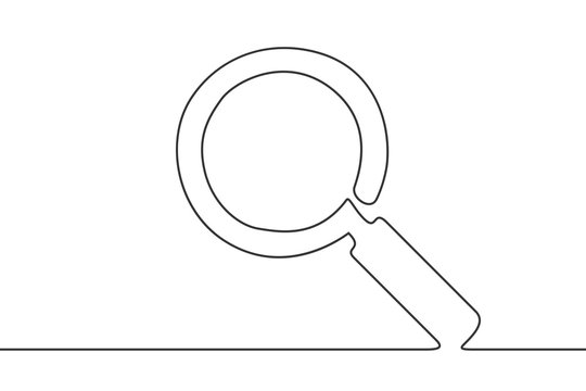 One Line Art Drawing Of Magnifier.