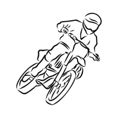 hand drawn biker on motorcycle 