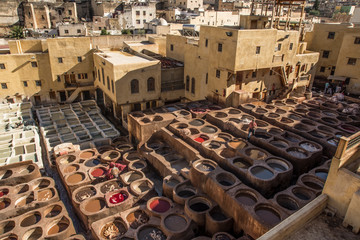 tanning  pits in Fez, Morocoo