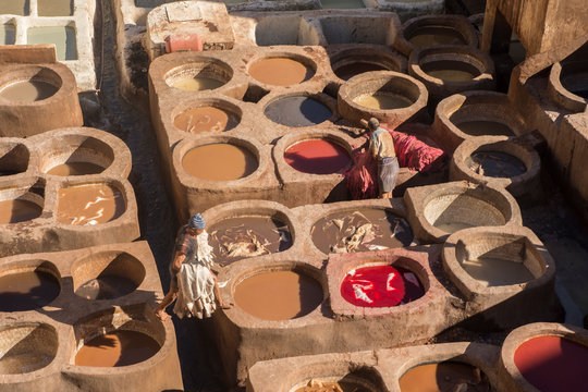tanning  pits in Fez, Morocoo