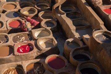 tanning  pits in Fez, Morocoo