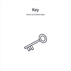 Key Vector Icon Outline Style