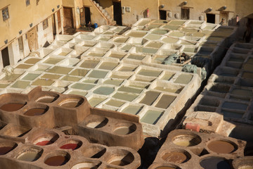  the ancient leather tanning pits in Fez morocco