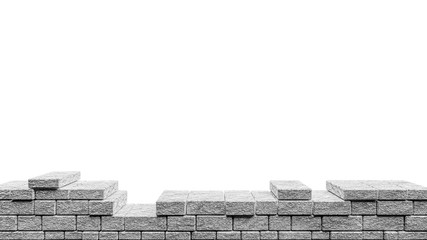 grey brick and wall on isolated white background. wallpaper, white empty space