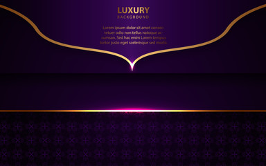 Abstract blue purple paper overlapping layers background a combination with golden texture line decoration. Luxury and premium concept vector design template for use element modern cover, banner, card