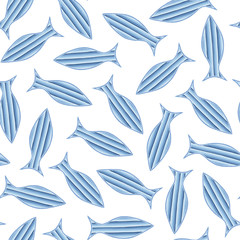 Obraz premium Seamless pattern with hand drawn geometric fishes.